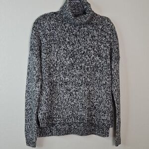 Old Navy Women’s Marled Turtleneck Sweater Black White Knit Small